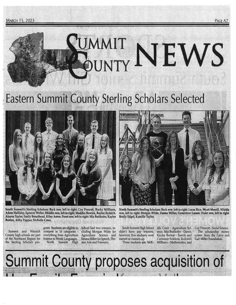 Eastern Summit County Sterling Scholars South Summit School District